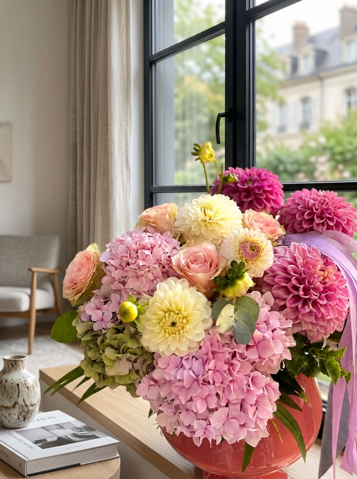 Lüks Ortanca Ve Dahlia Aranjmanı