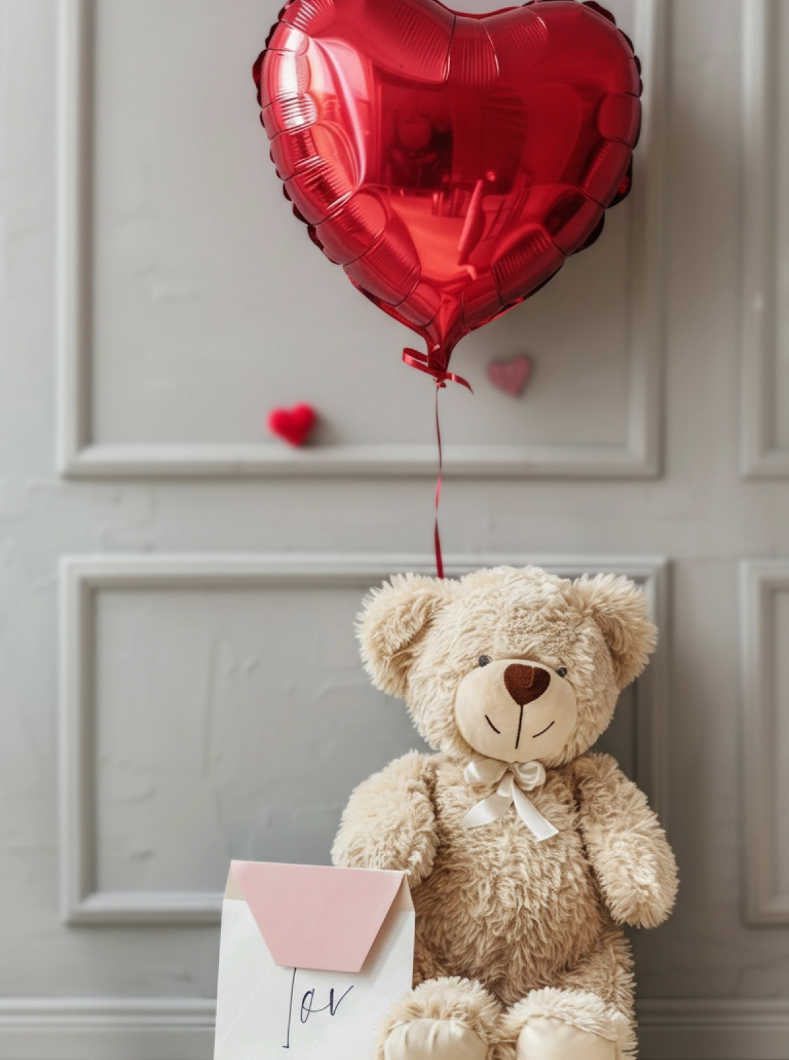 Peluş Ayıcıklı Kalpli Balon