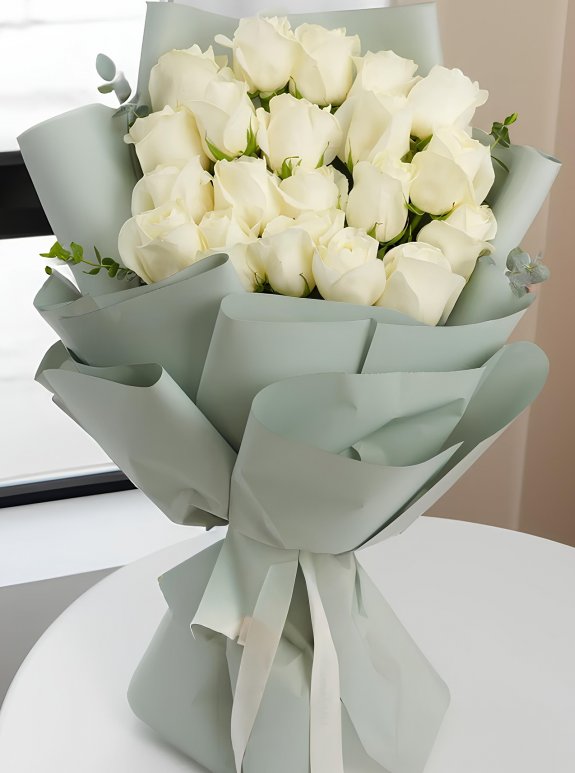 20 Tane Beyaz Gül Buketi