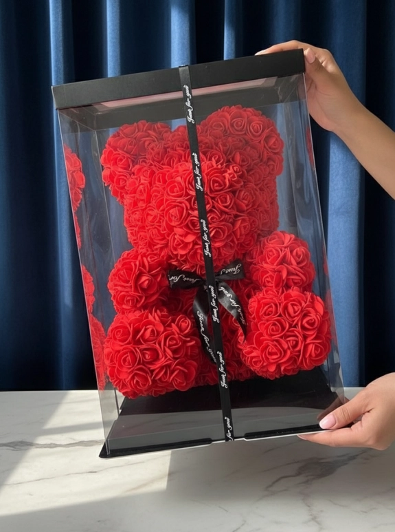 ❤️ Büyük Boy Kırmızı Ayıcık (Asetat Kutulu)