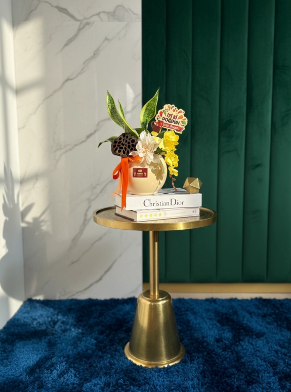 Krem Cam Saksıda Kılıç Çiçeği