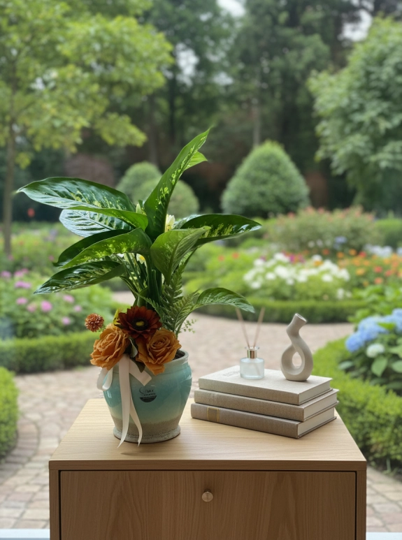 Porselen Saksıda Tropik Çiçeği