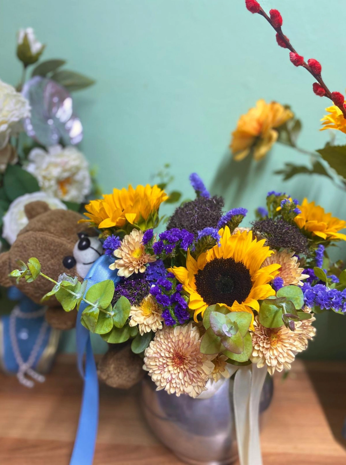 Ayicik Detayli Ayçi̇çeği̇ Aranjmani