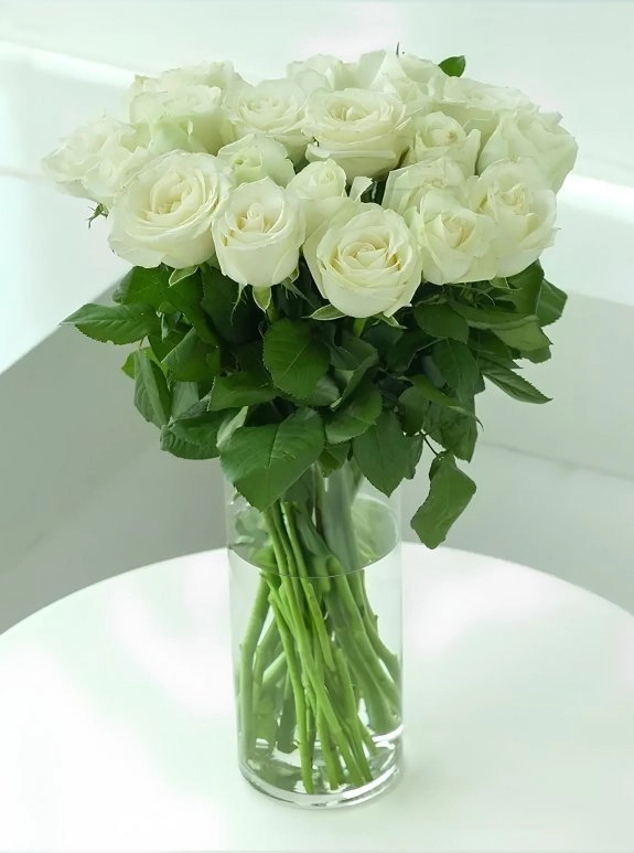 Vazoda 15 Beyaz Gül