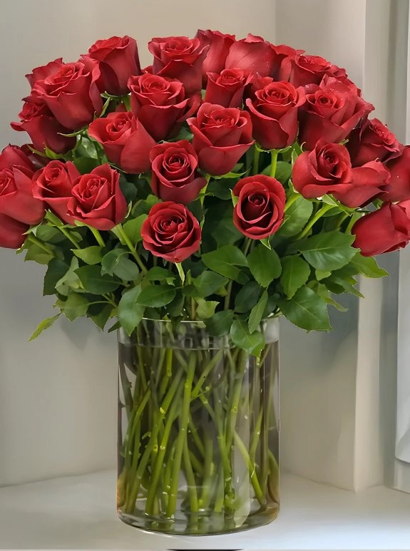 Vazoda 35 Tane Kırmızı Gül