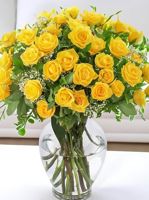 Vazoda 40 Tane Sarı Gül